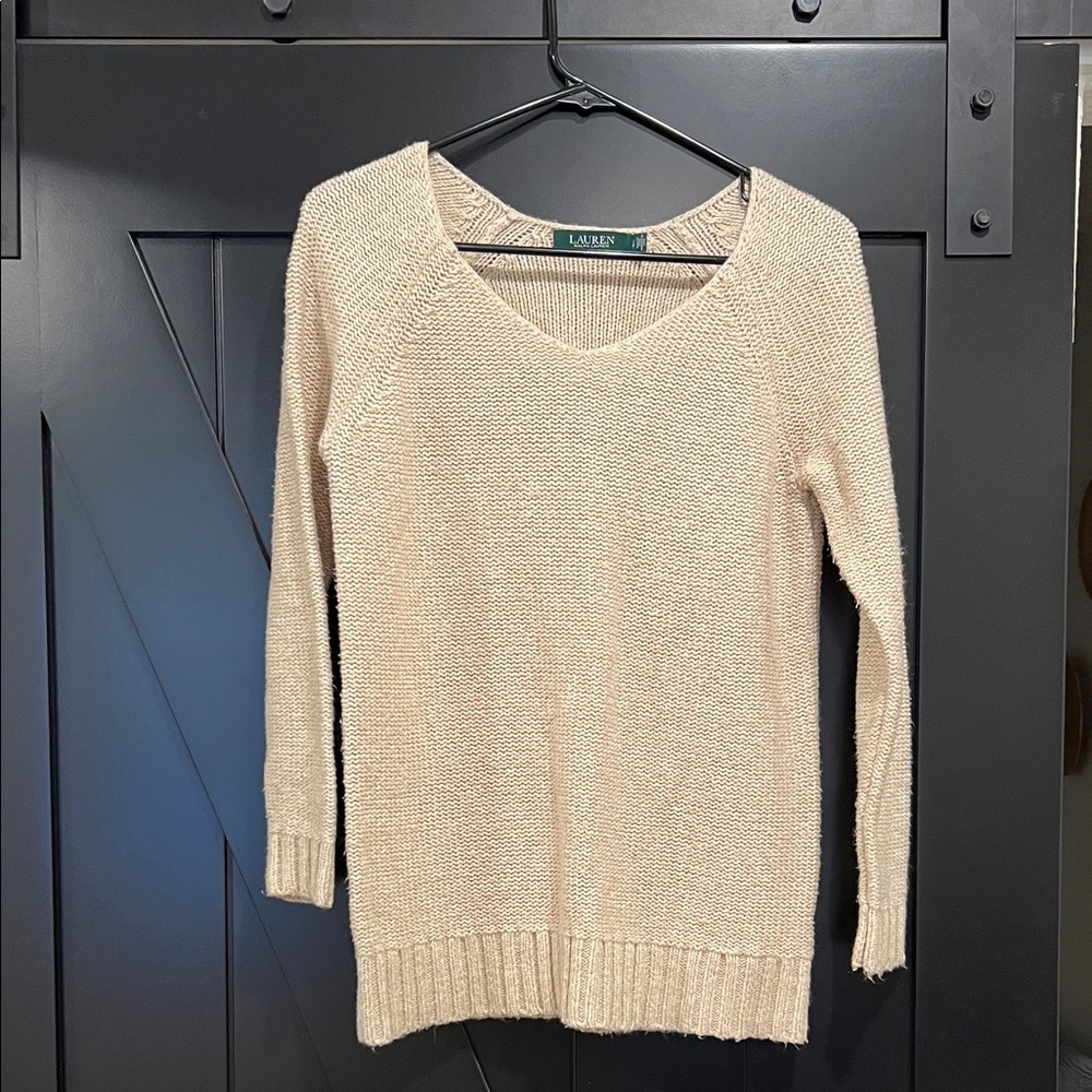 Ralph Lauren Women's Cream V-Neck Sweater